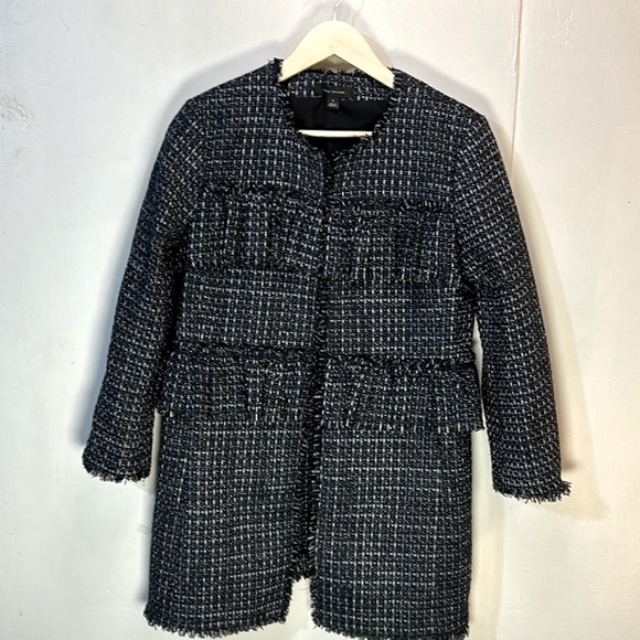 Ann Taylor Jackets & Blazers - Ann Taylor Ruffled Dressy Navy 3/4 Length Winter Coat-M-#0064